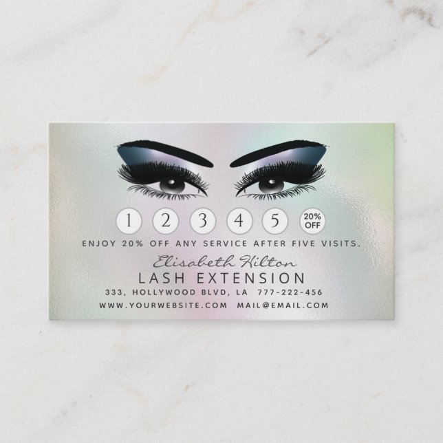 Lashes Extension Aftercare Instructions holopgraph Business Card (Front)