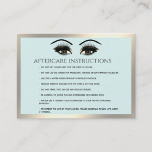 Lashes Extension Aftercare Instructions luxury Business Card