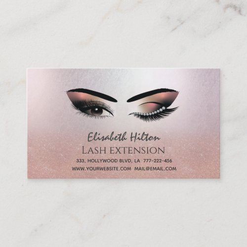 Lashes Extension Aftercare Instructions rosegold Business Card
