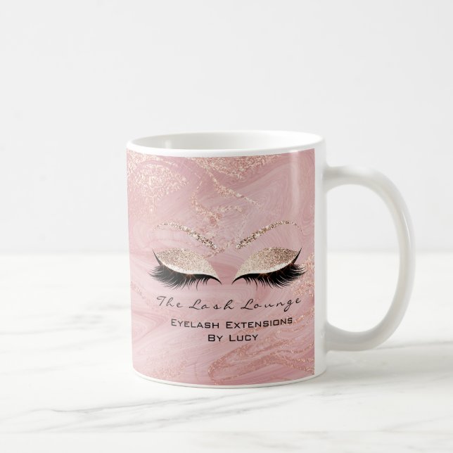 Lashes Extension Beauty Studio Pink Glitter Marble Coffee Mug (Right)