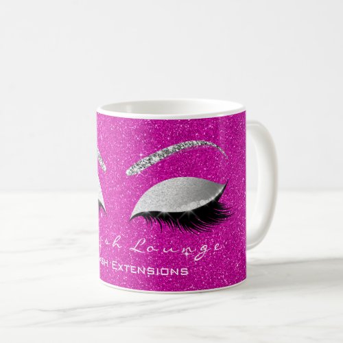 Lashes Extension Confetti Studio Hot Pink Silver Coffee Mug