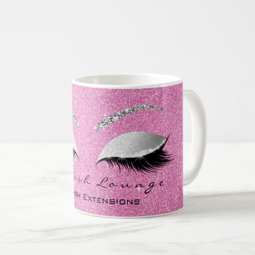 Lashes Extension Confetti Studio Pink Silver Gray Coffee Mug