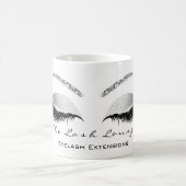 Lashes Extension Confetti Studio White Silver Gray Coffee Mug (Center)