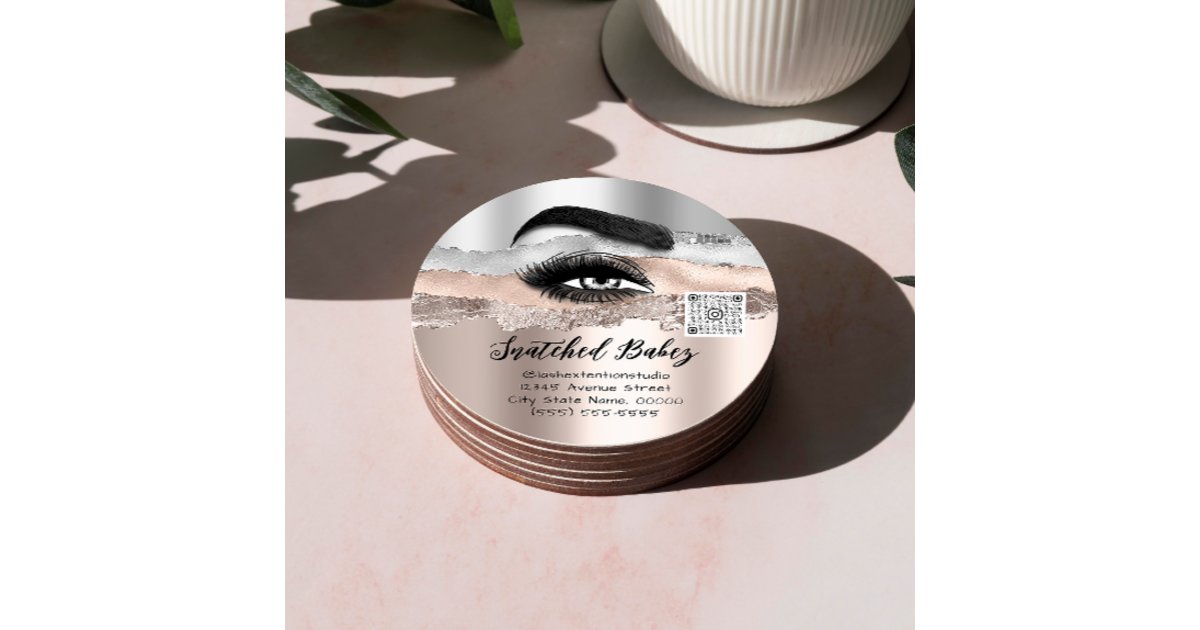 Lashes Extension Cosmetics Logo QR Code Classic Round Sticker | Zazzle