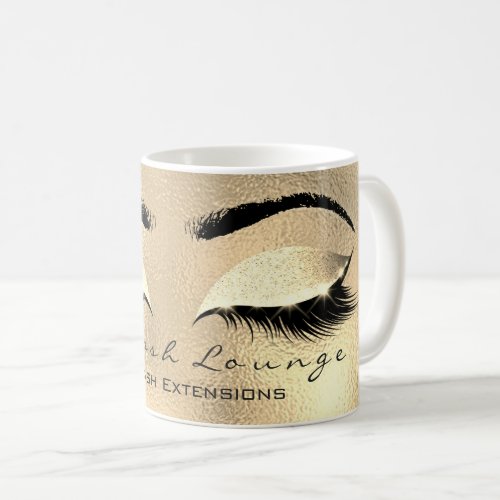 Lashes Extension Eye Makeup Studio Glitter Browns Coffee Mug