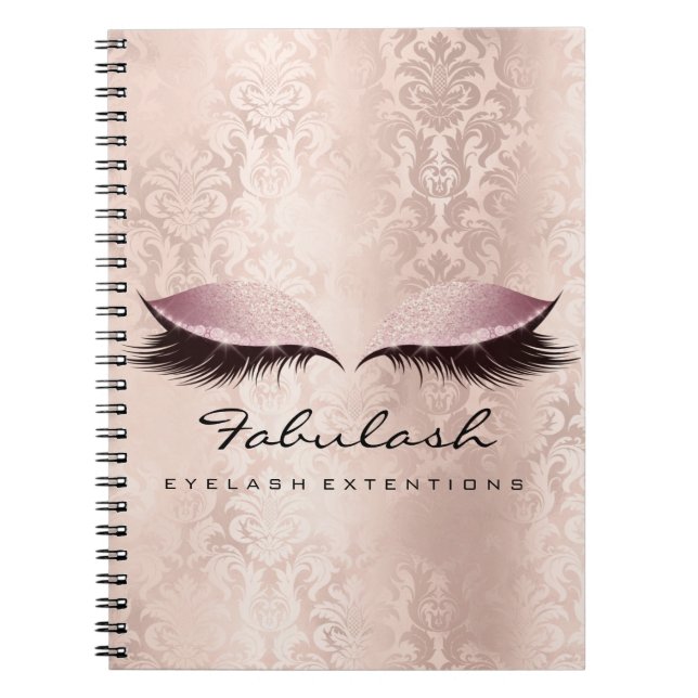 Lashes Extension Eyes Makeup Artist Damask Pink Notebook (Front)