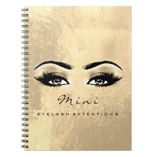 Lashes Extension Eyes Makeup Artist Glass Gold Notebook