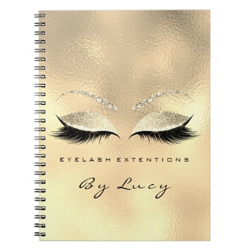 Lashes Extension Eyes Makeup Artist Glitter Gold Notebook