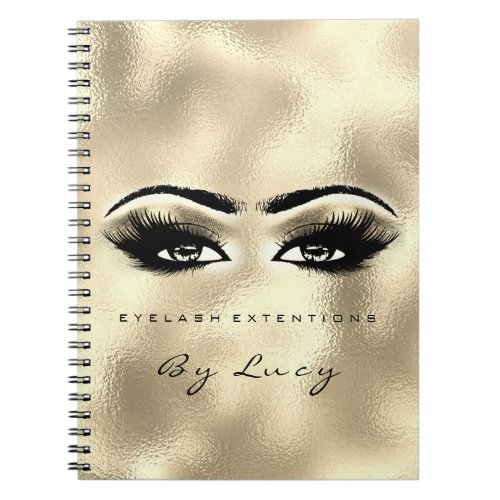 Lashes Extension Eyes Makeup Artist Glitter Gold Notebook