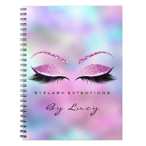 Lashes Extension Eyes Makeup Artist Glitter Pink Notebook