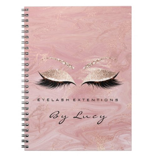 Lashes Extension Eyes Makeup Artist Glitter Pink Notebook