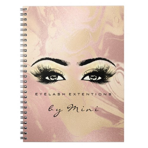Lashes Extension Eyes Makeup Artist Gold Marble Notebook