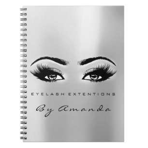 Lashes Extension Eyes Makeup Artist Gray Silver Notebook