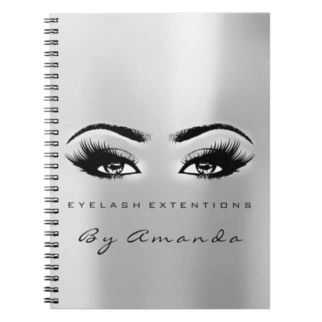 Lashes Extension Eyes Makeup Artist Gray Silver Notebook (Front)