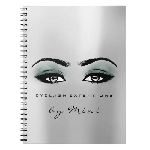 Lashes Extension Eyes Makeup Artist Grey Teal Notebook