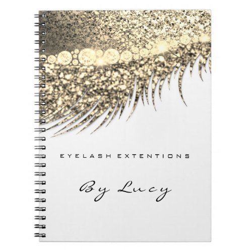 Lashes Extension Eyes Makeup Artist White Gold Notebook