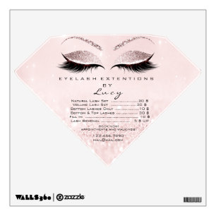 Lashes Extension Glitter Pink Price List Diamond Wall Decal
