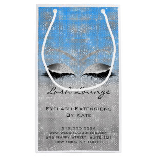 Lashes Extension Makeup Artist Beautique Blue Gray Small Gift Bag