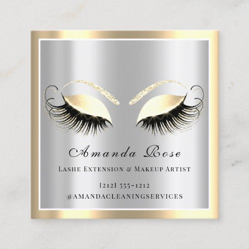 Lashes Extension Makeup Artist Beauty Gray Gold Appointment Card