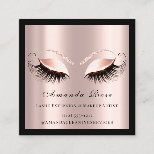 Lashes Extension Makeup Artist Beauty Rose Black Appointment Card