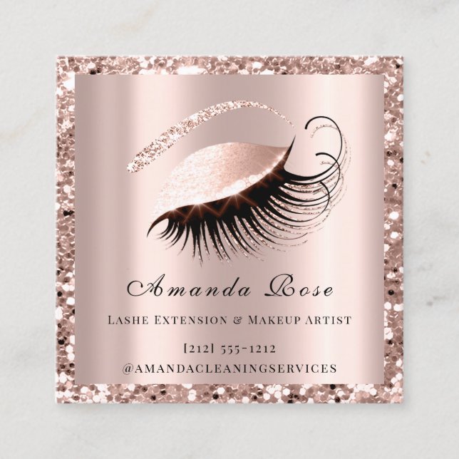 Lashes Extension Makeup Artist Beauty Rose Pink Appointment Card (Front)