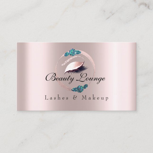 Lashes Extension Makeup Artist Blue Floral Roses Appointment Card (Front)