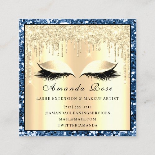 Lashes Extension Makeup Artist Drips Navy Gold Appointment Card