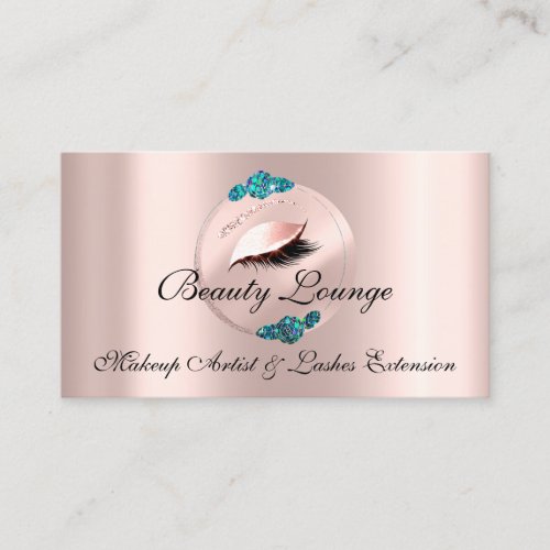 Lashes Extension Makeup Artist Florals Rose Logo Appointment Card