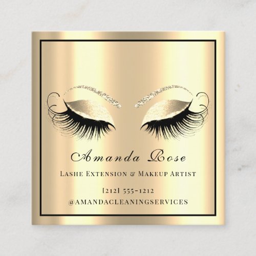 Lashes Extension Makeup Artist Framed Eyes Gold Appointment Card