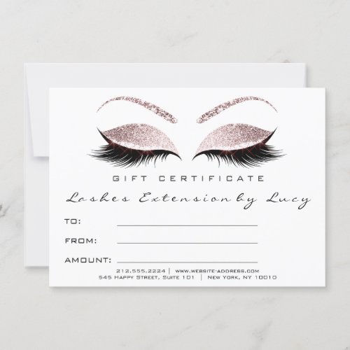 Lashes Extension Makeup Certificate Gift Glitter