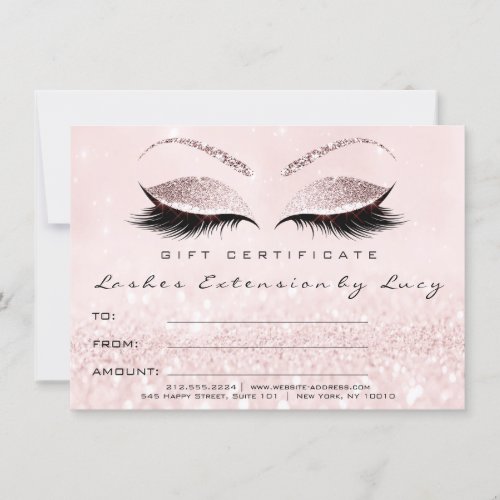 Lashes Extension Makeup Certificate Gift Glitter
