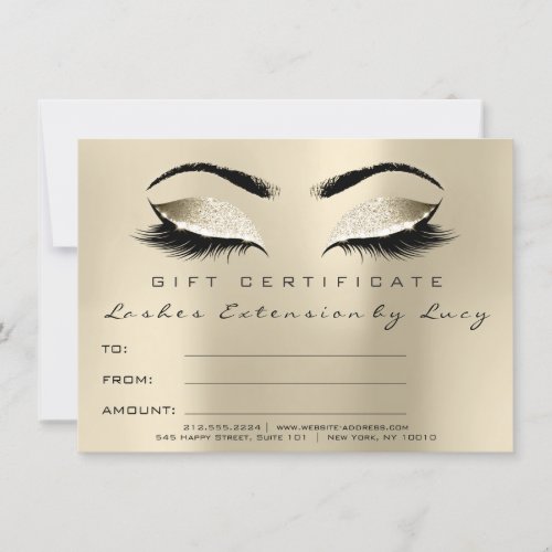 Lashes Extension Makeup Certificate Gift Ivory