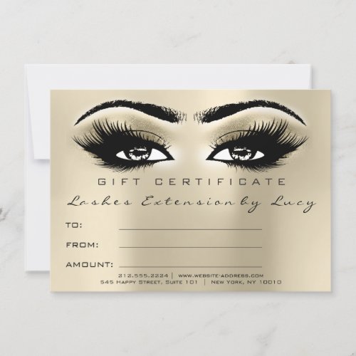 Lashes Extension Makeup Certificate Gift Ivory Eye