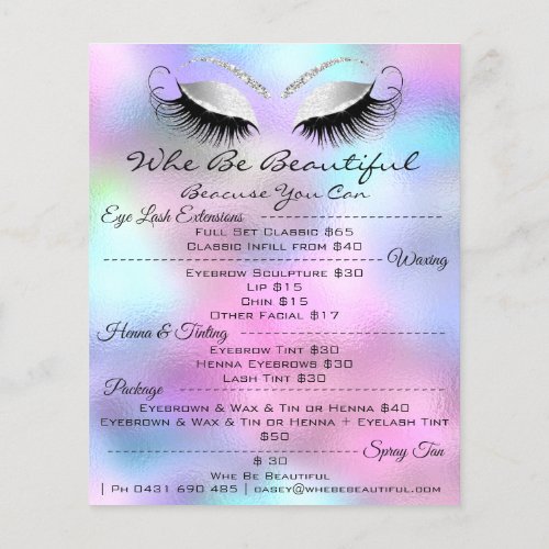 Lashes Extension Makeup Gray Price List Pink Flyer