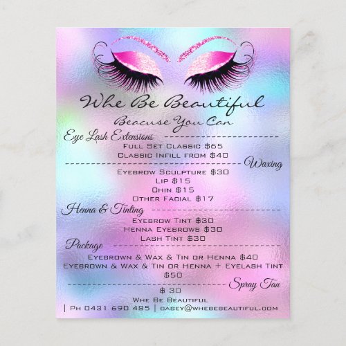 Lashes Extension Makeup Henn Price List Pink Flyer