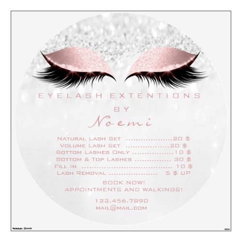 Lashes Extension Makeup Pink Price List Girly Gray Wall Decal