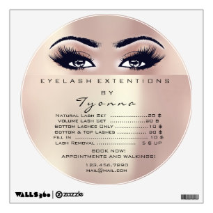 Lashes Extension Makeup Rose Blush Price List Wall Decal