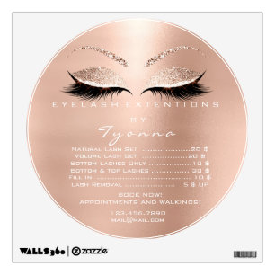 Lashes Extension Makeup Rose Gold Price List Blush Wall Decal