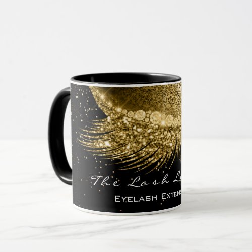 Lashes Extension Makeup Studio Gold Lux Black Mug