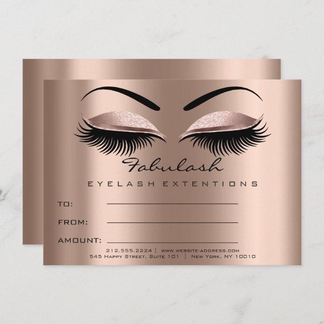 Lashes Extension Rose Lux Makeup Certificate Gift Invitation (Front/Back)