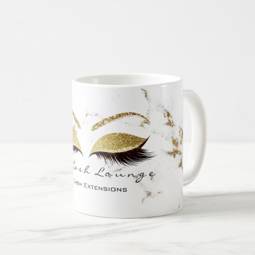 Lashes Extension Studio Name Makeup Marble Gold Coffee Mug