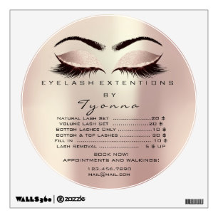 Lashes Extension Studio Pink Price List Rose Wall Decal