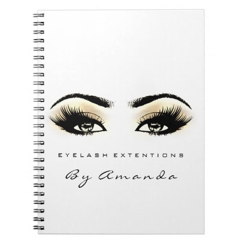 Lashes Extension White Makeup Artist Champaigne Notebook