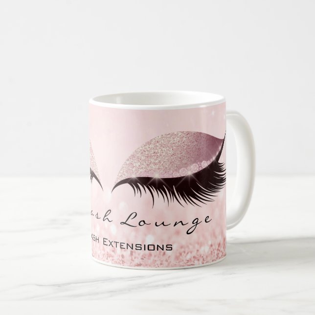 Lashes Extention Beauty Studio Rose Eye Glitter Coffee Mug (Front Right)