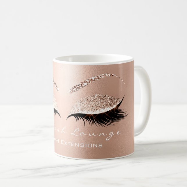 Lashes Extention Beauty Studio Rose Gold Makeup Coffee Mug (Front Right)