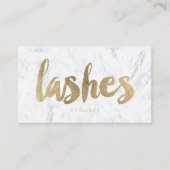 Lashes eye modern faux gold typography marble business card (Front)
