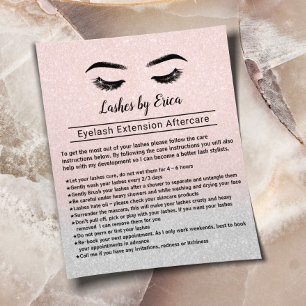Lashes Eyelash Extensions Aftercare  Instruction Flyer