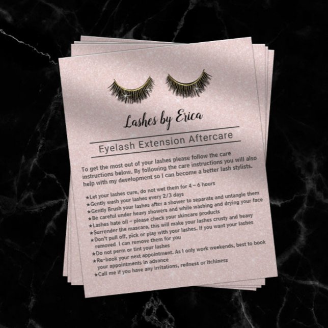 Lashes Eyelash Extensions Aftercare Instruction Flyer (Creator Uploaded)
