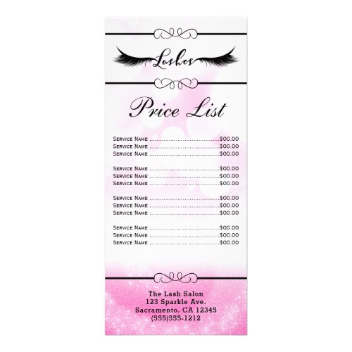 Lashes Eyelash Extensions Pink Beauty Salon Price Rack Card