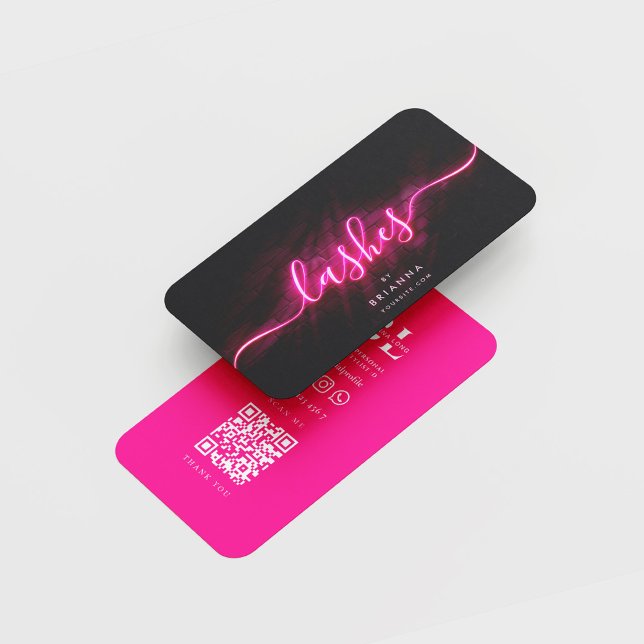  Lashes Eyelash Extensions Pink Script Business Card (Creator Uploaded)